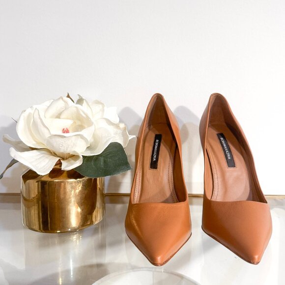 NWOT BCBGMAXAZRIA Leather Nova Pump Chestnut Matte Tan Women's Size 8 - Picture 1 of 5